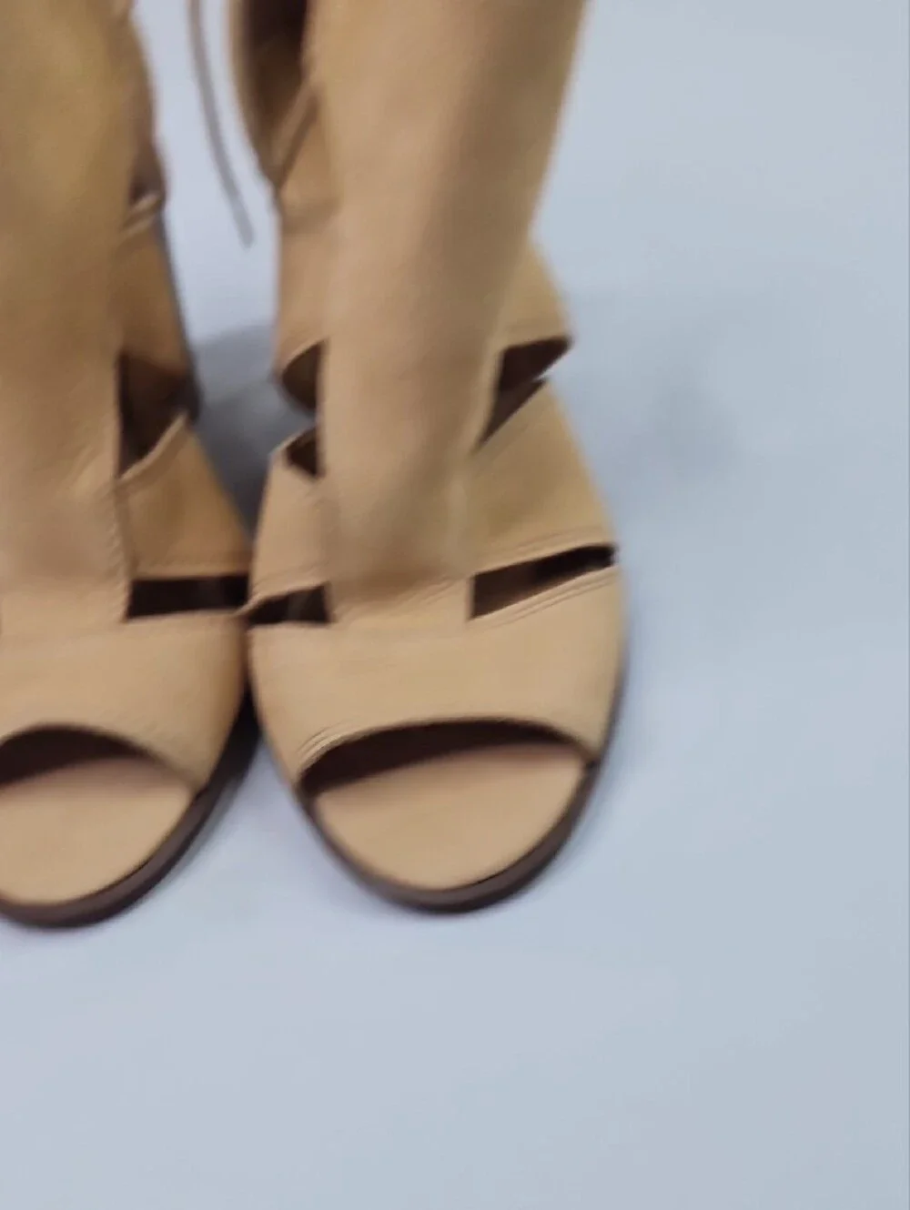Lucky Brand Women's Tan Suede Lace Up Heels Sandals Size 9.5